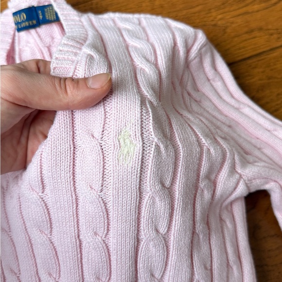 Polo Ralph Lauren Women’s Light Pink Cable Knit V-Neck Sweater – Size S - Picture 4 of 10